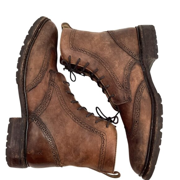 John A Frye Earl Wingtip Mens 13D Leather Lace-Up Boots Made In Mexico Vintage S - Picture 5 of 15